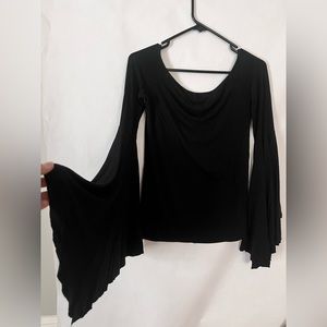We the Free Free People Black Bell Sleeve Blouse, Size M. Excellent Condition